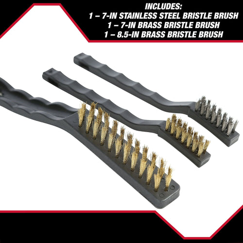 Hyper Tough 3-Piece Wire Brush Set for Utility Cleaning, Brass and Stainless Steel Brushes EasyOptionXY LLC