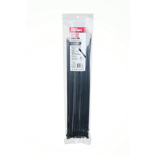 Hyper Tough 14.5 inch 75lb Cable Ties UV Resistant Black 100 Count EasyOptionXY LLC