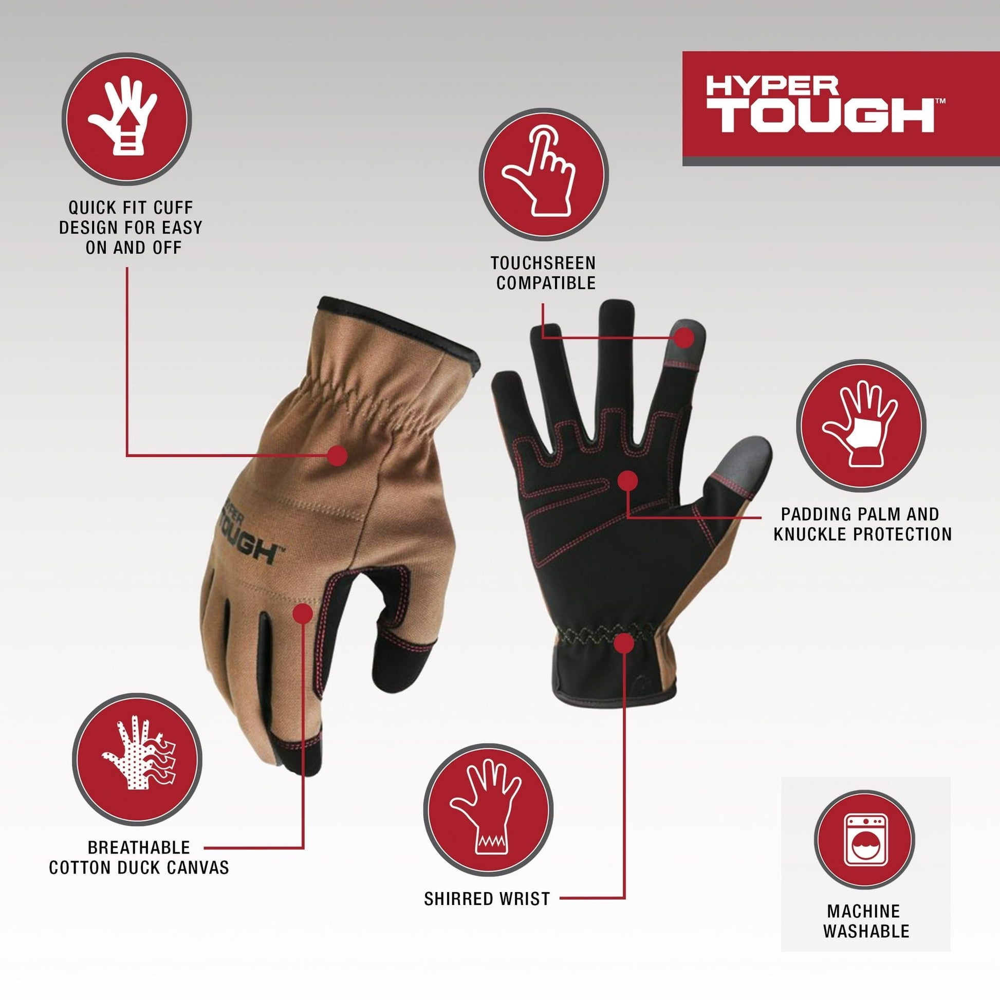 Hyper Tough Utility Work Gloves, Duck Canvas - Extra Large, HT88983-23 EasyOptionXY LLC
