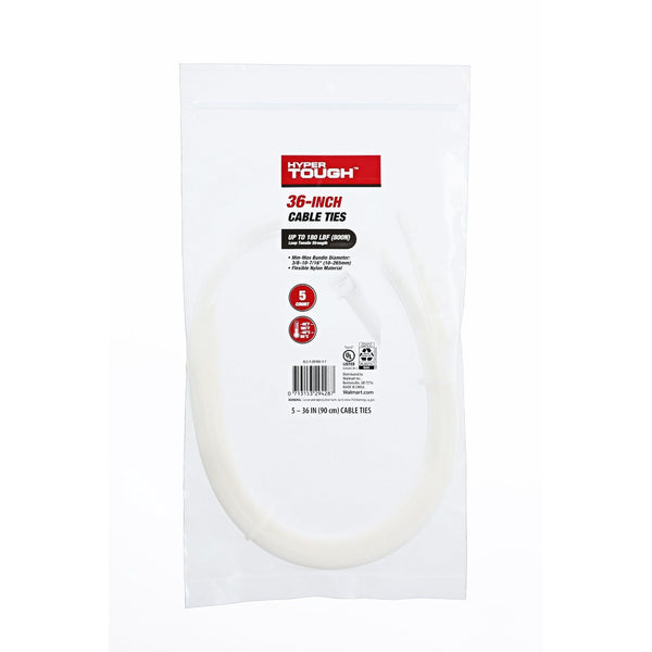 Hyper Tough 36inch Cable Tie Natural 5Pcs EasyOptionXY LLC