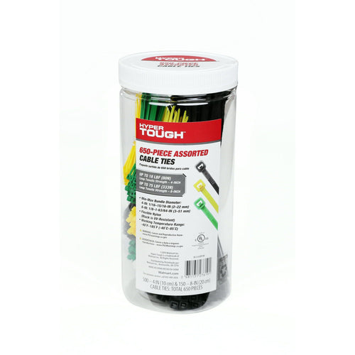 Hyper Tough Assorted 4 inch and 8 inch Cable Ties 650Pcs EasyOptionXY LLC