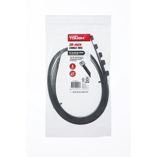 Hyper Tough 36inch Cable Tie Uv Black 5Pcs EasyOptionXY LLC