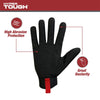 Hyper Tough Heavy Duty Impact Gloves, Black Red and Gray, Polyester, Men's Extra Large, 1 Pair EasyOptionXY LLC