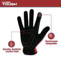 Hyper Tough All Purpose Performance Work Gloves, Synthetic Leather, Black and Red, Adult, Unisex, Medium EasyOptionXY LLC