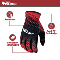 Hyper Tough All Purpose Performance Work Gloves, Synthetic Leather, Black and Red, Unisex, Extra Large EasyOptionXY LLC