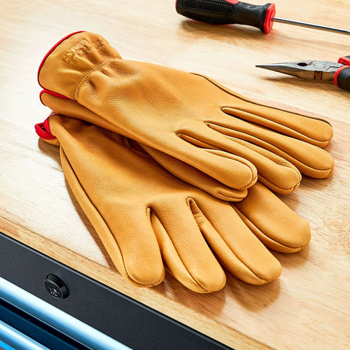 Hyper Tough Water Resistant Men's Cowhide Leather Work Gloves, Brown EasyOptionXY LLC