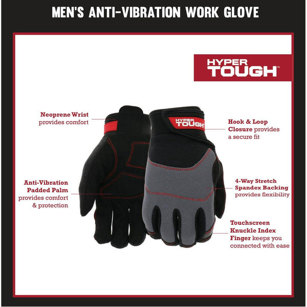 Hyper Tough Anti-Vibration Men's Work Glove - Size XL EasyOptionXY LLC
