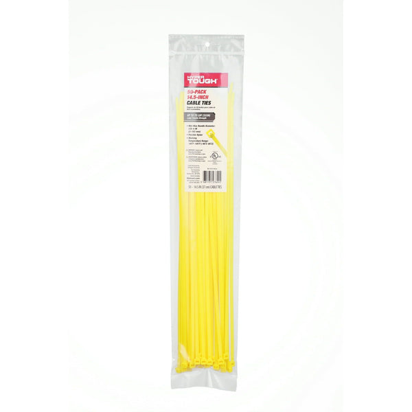 Hyper Tough 14.5 inch 75lb Yellow Cable Ties 50 Count EasyOptionXY LLC