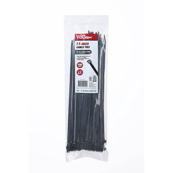 Hyper Tough 11 inch Cable Tie Uv Black 100Pcs EasyOptionXY LLC