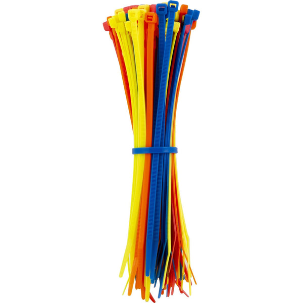 Hyper Tough 4in. Assorted Color Zip Ties 100 Pack, 18lb. Tensile Strength, Nylon Mount Cable Ties, Resealable Bag, 38100 EasyOptionXY LLC