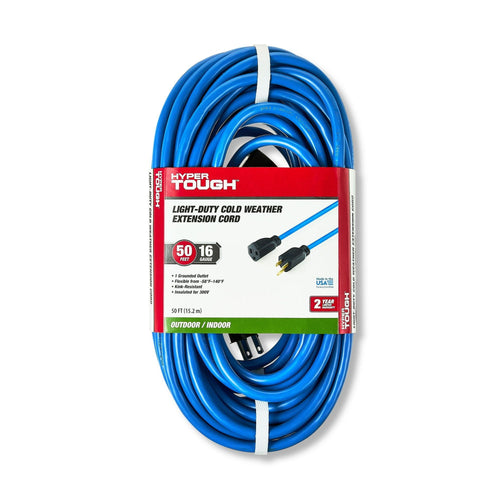 Hyper Tough 50-Foot 16-Gauge Indoor/Outdoor Light-Duty Cold Weather Extension Cord, Blue EasyOptionXY LLC
