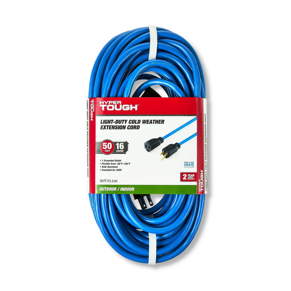 Hyper Tough 50-Foot 16-Gauge Indoor/Outdoor Light-Duty Cold Weather Extension Cord, Blue EasyOptionXY LLC