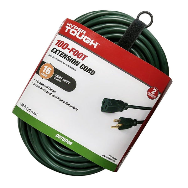 Hyper Tough 100FT 16AWG 3 Prong Green Single Outlet Outdoor Extension Cord EasyOptionXY LLC