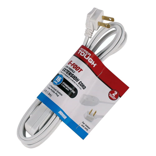 Hyper Tough 15FT 16AWG 3 Prong White Outdoor/Indoor Use Single Outlet Extension Cord, 13 amps EasyOptionXY LLC