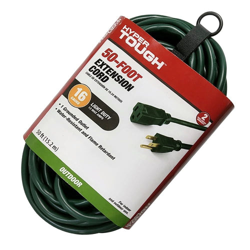 Hyper Tough 50FT 16AWG 3 Prong Green Single Outlet Outdoor Extension Cord EasyOptionXY LLC