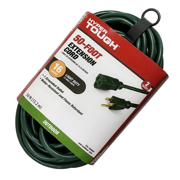 Hyper Tough 50FT 16AWG 3 Prong Green Single Outlet Outdoor Extension Cord EasyOptionXY LLC