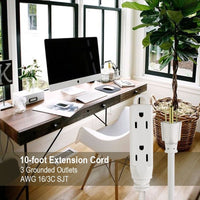 Hyper Tough 10FT 16AWG 3 Prong White Indoor 3-Outlet Extension Cord, 13 amps EasyOptionXY LLC