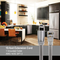 Hyper Tough 10FT 14AWG 3 Prong Gray Indoor Air Conditioner Extension Cord, 15 amps EasyOptionXY LLC