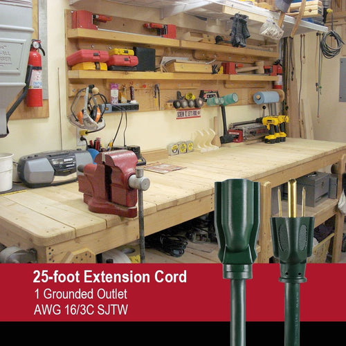 Hyper Tough 25ft 16/3 Green Outdoor Extension Cord EasyOptionXY LLC