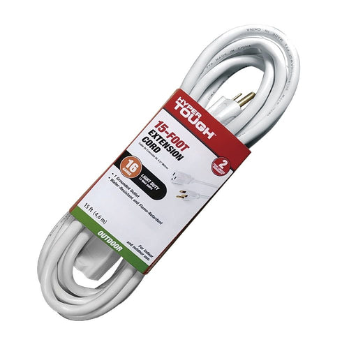 Hyper Tough 15FT 16AWG White for Outdoor/Indoor Use Single Outlet Extension Cord EasyOptionXY LLC