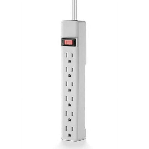 Hyper Tough Indoor 6-Outlet Power Strip with 8ft Cord, 15A ,White EasyOptionXY LLC