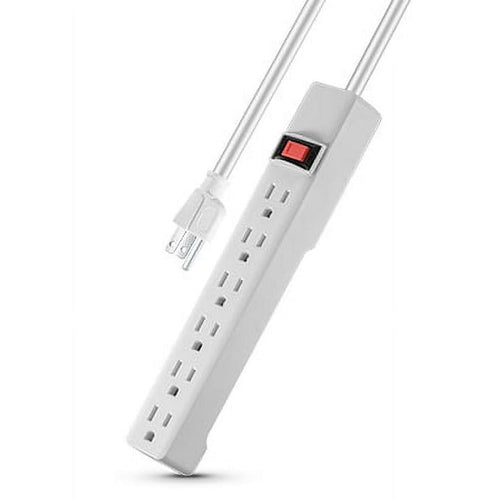 Hyper Tough Indoor 6-Outlet Power Strip with 8ft Cord, 15A ,White EasyOptionXY LLC