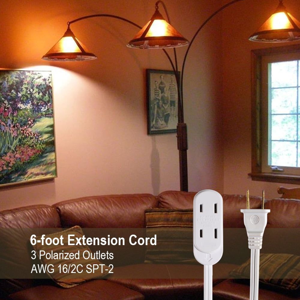 Hyper Tough 6FT 16AWG 2 Prong White Indoor Household Extension Cord EasyOptionXY LLC