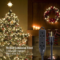 Hyper Tough 10FT 16AWG 3 Prong Black Indoor 3-Outlet Extension Cord EasyOptionXY LLC