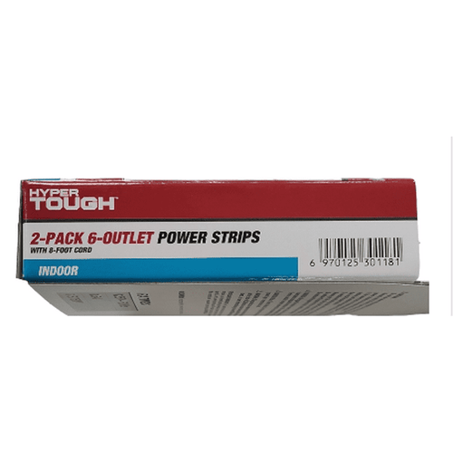 Hyper Tough Indoor 6-Outlet 8ft with Braided Cord, 2 Pack, White,15A,125V EasyOptionXY LLC