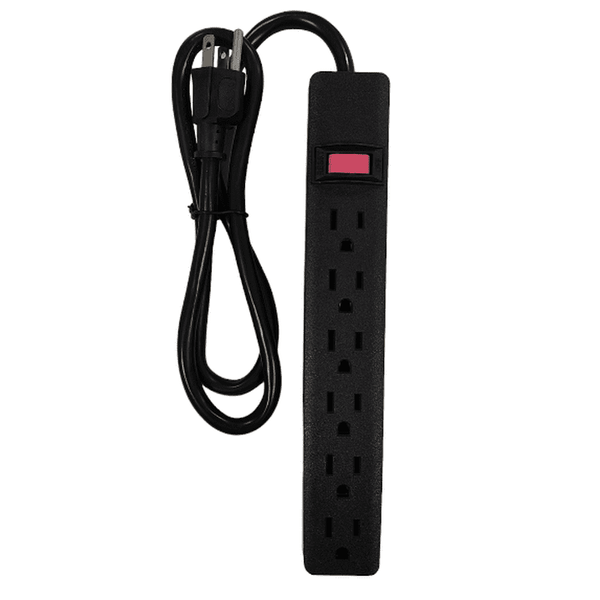 Hyper Tough 6 Outlets Power Strip with 2.5 ft Cord,15A, 125V,Black EasyOptionXY LLC