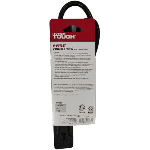 Hyper Tough 6 Outlets Power Strip with 2.5 ft Cord,15A, 125V,Black EasyOptionXY LLC