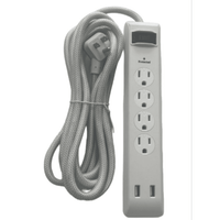 Hyper Tough Indoor 4-Outlet 10ft Surge Protector 900-Joule Protection with 2 USB Ports, White,125V,15A EasyOptionXY LLC
