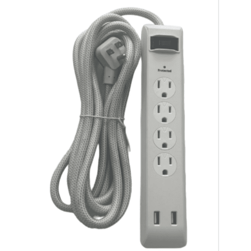 Hyper Tough Indoor 4-Outlet 10ft Surge Protector 900-Joule Protection with 2 USB Ports, White,125V,15A EasyOptionXY LLC