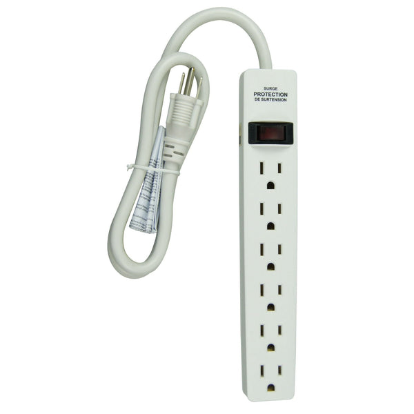 Hyper Tough 6-Outlet Surge Strip with 2.5 ft Cords 500-Joule Protection, White EasyOptionXY LLC