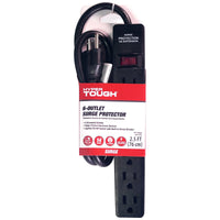 Hyper Tough 6-Outlet 2.5ft Surge Strip 500-Joule Protection, Black EasyOptionXY LLC