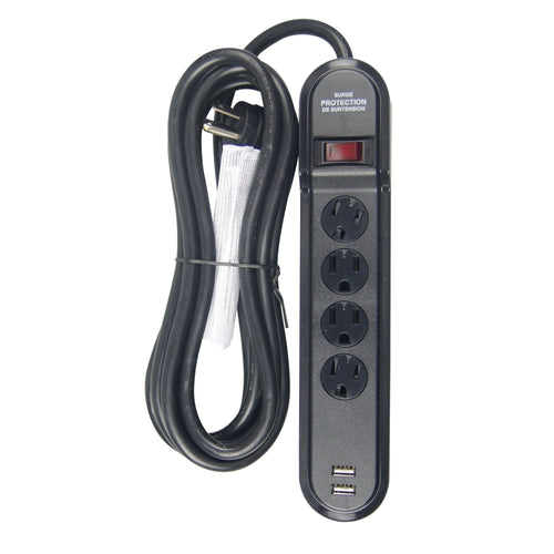 Hyper Tough 4-Outlet 10ft Surge 900-Joule Protection with 2 USB, Black EasyOptionXY LLC