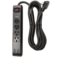 Hyper Tough Indoor 4-Outlet 10ft Surge Protector 900 Joule Protection with 2 USB Ports, Black EasyOptionXY LLC