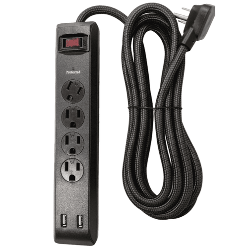 Hyper Tough Indoor 4-Outlet 10ft Surge Protector 900 Joule Protection with 2 USB Ports, Black EasyOptionXY LLC