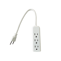Hyper Tough 3 Outlets Power Strip with 6 Awg 1Ft. Cord, White Color, 125V, 13A EasyOptionXY LLC