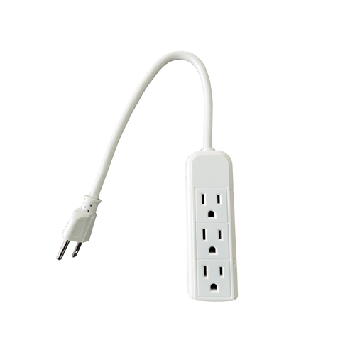 Hyper Tough 3 Outlets Power Strip with 6 Awg 1Ft. Cord, White Color, 125V, 13A EasyOptionXY LLC