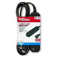 Hyper Tough 3-Outlet 2-USB Indoor Power Strip, Black, 6' Cord, 15 Amps EasyOptionXY LLC