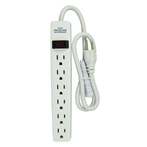 Hyper Tough 2 Pack 6-Outlet Surge Protector with 2.5 ft Cords 500-Joule, White EasyOptionXY LLC