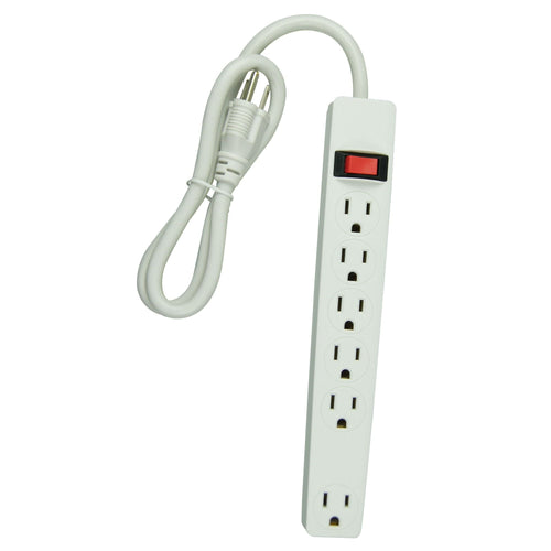 Hyper Tough 6-Outlet 2.5ft Power Strip Included 1-Adapter Space Outlet, White EasyOptionXY LLC