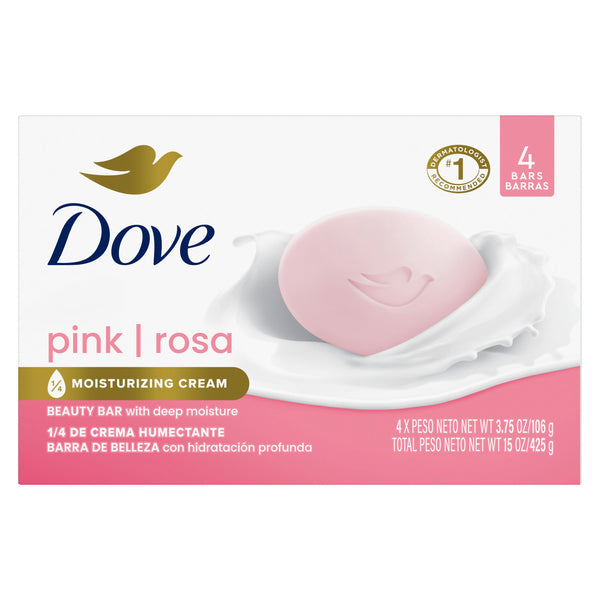 Dove Beauty Bar Women's Bath Soap Gentle Pink Rosa Moisturizing All Skin, 3.75 oz 4 Bars EasyOptionXY LLC