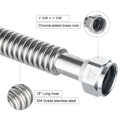 1" FIP x 1" FIP x 18" SS Corrugated Hose