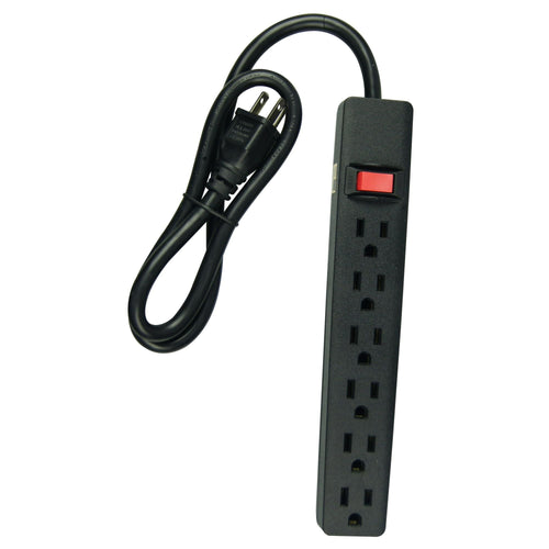 Hyper Tough 6-Outlet 2.5ft Cord Power Strip, Black EasyOptionXY LLC