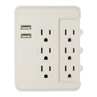 Hyper Tough 6-Outlet Surge Tap 500-Joule Protection with USB, White EasyOptionXY LLC