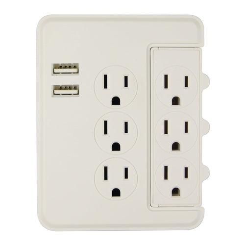 Hyper Tough 6-Outlet Surge Tap 500-Joule Protection with USB, White EasyOptionXY LLC