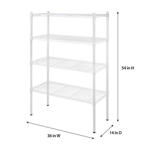 Hyper Tough 4-Tier Wire Shelf Unit, White, Garage Storage, Storage Rack, Adult EasyOptionXY LLC