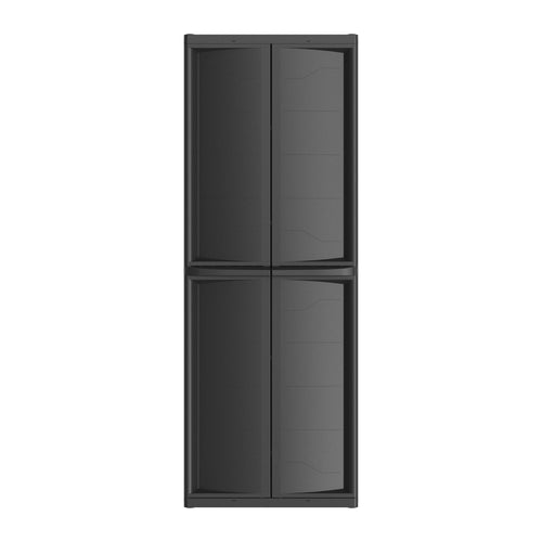 Hyper Tough Plastic 4-Shelf Garage Storage Utility Cabinet, Black Finish, HT-4SHFF-CABT Model, Black EasyOptionXY LLC